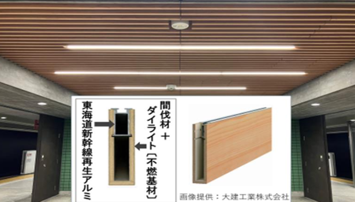 再生アルミが使用された東急駒沢大学駅